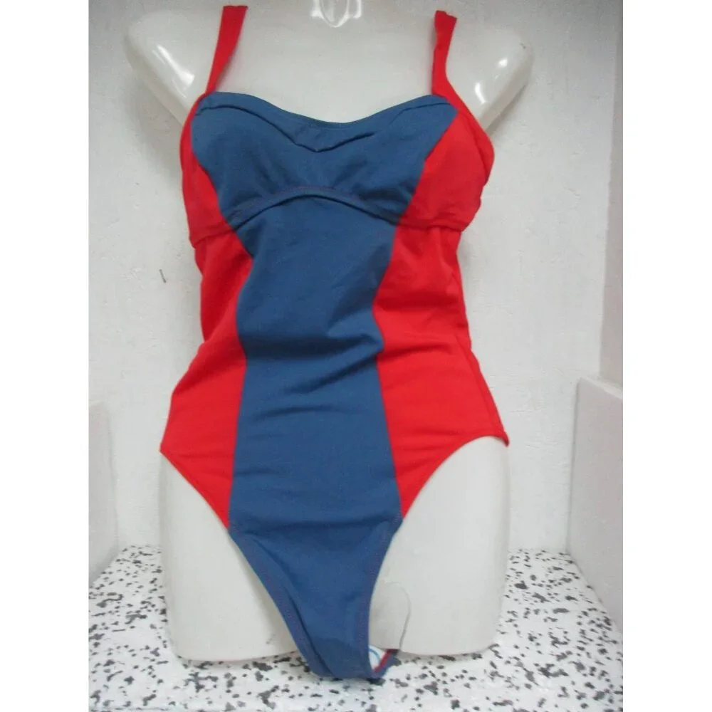 Solid & Striped One Piece Swimsuit 2 Tone Red/Blue Measures Size Small NWOT - Picture 1 of 2